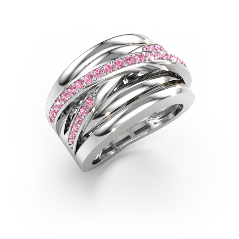 Immagine di Anello Clair 3 585 oro bianco Zaffiro rosa 1.5 mm