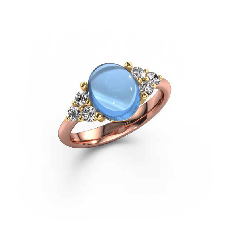 Bild von Ring Clarice 585 Roségold Blau Topas 10x8 mm