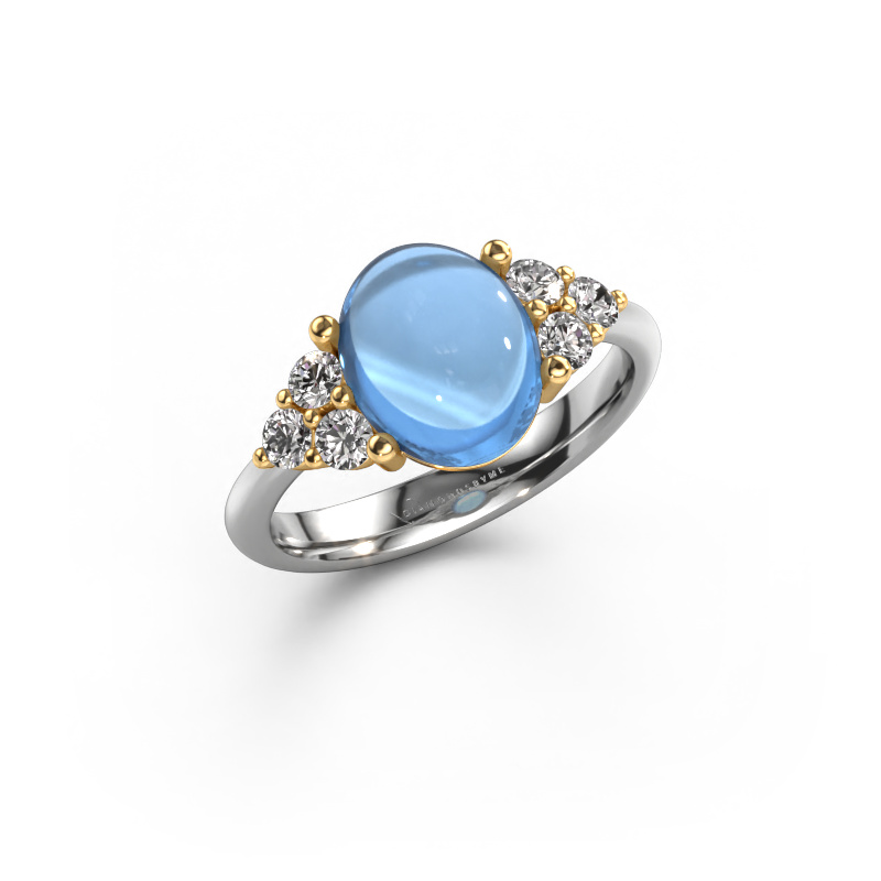 Image of Ring Clarice 585 white gold Blue topaz 10x8 mm