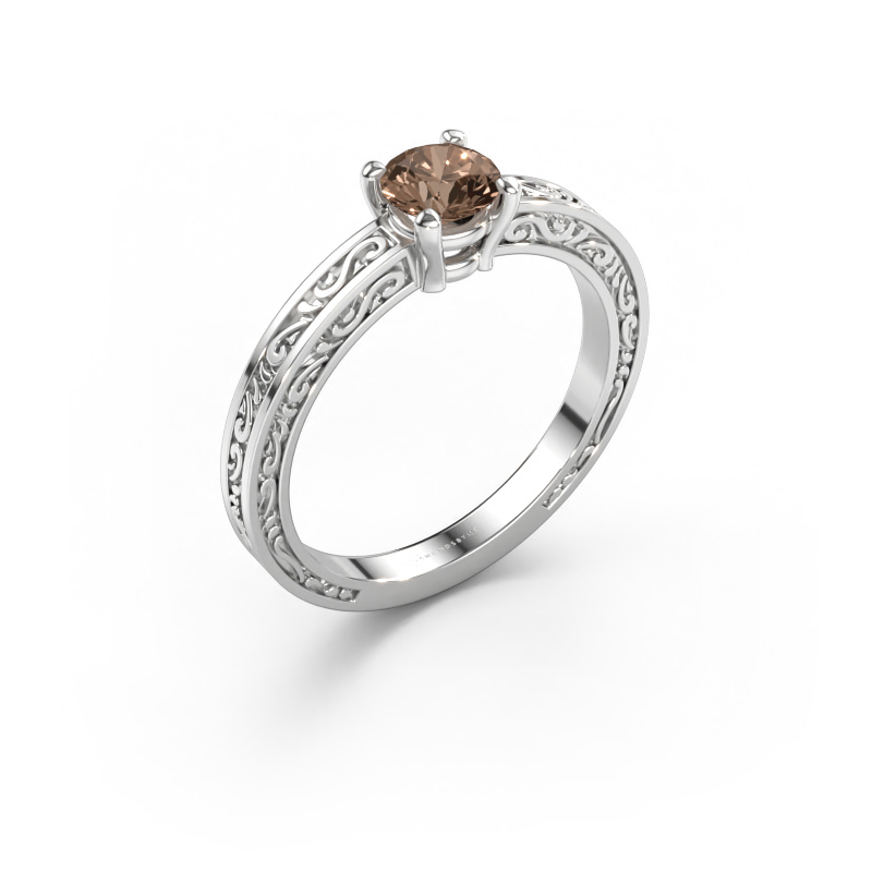 Bild av Förlovningsring Claudette 1 585 vitt guld Brun diamant 0.50 crt