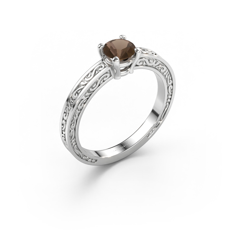 Immagine di Anello di fidanzamento Claudette 1 585 oro bianco Quarzo fumé 5 mm
