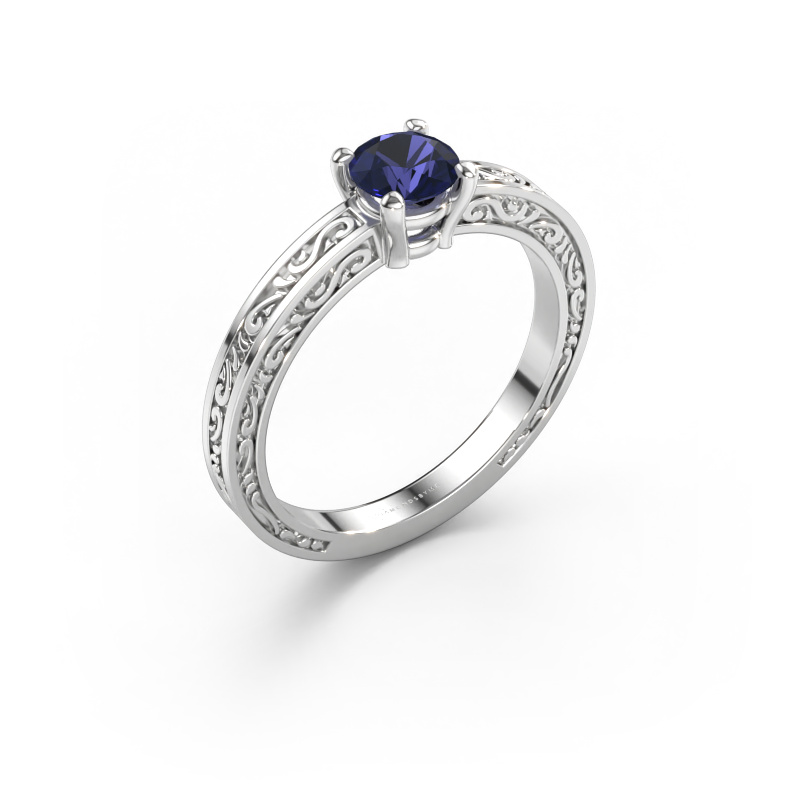 Immagine di Anello di fidanzamento Claudette 1 585 oro bianco Zaffiro 5 mm