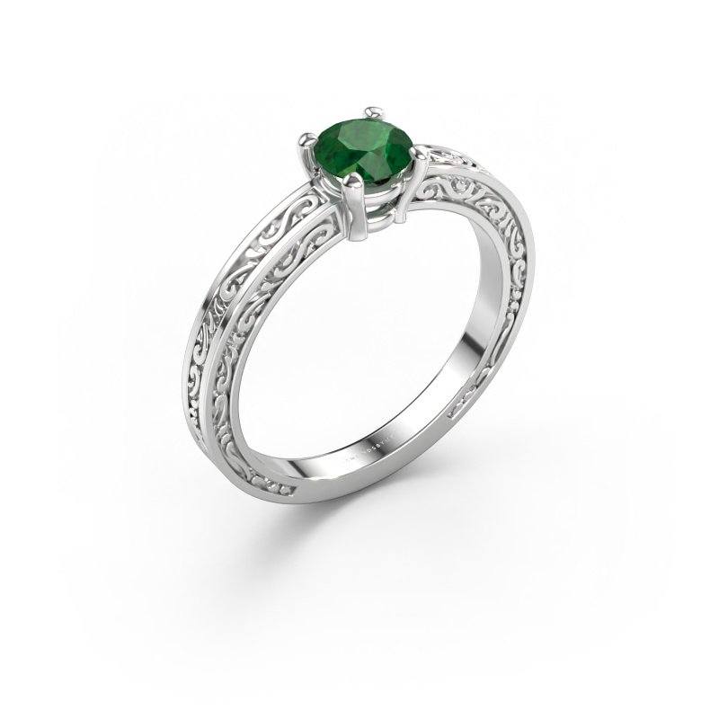 Immagine di Anello di fidanzamento Claudette 1 585 oro bianco Smeraldo 5 mm