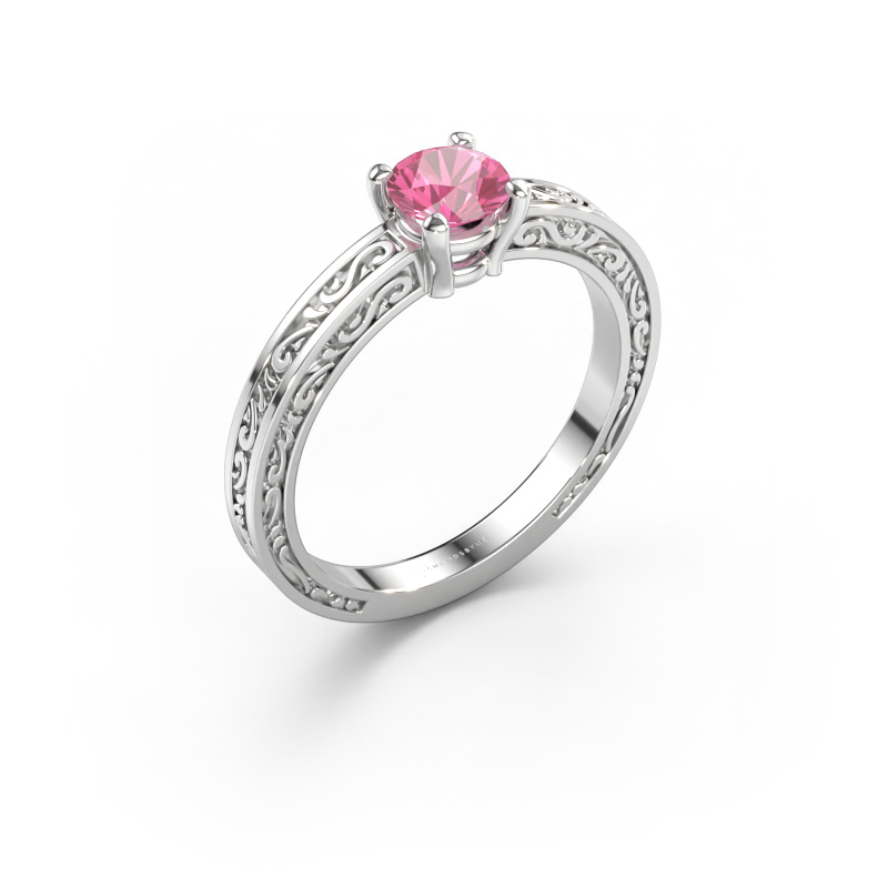Bild av Förlovningsring Claudette 1 585 vitt guld Rosa safir 5 mm