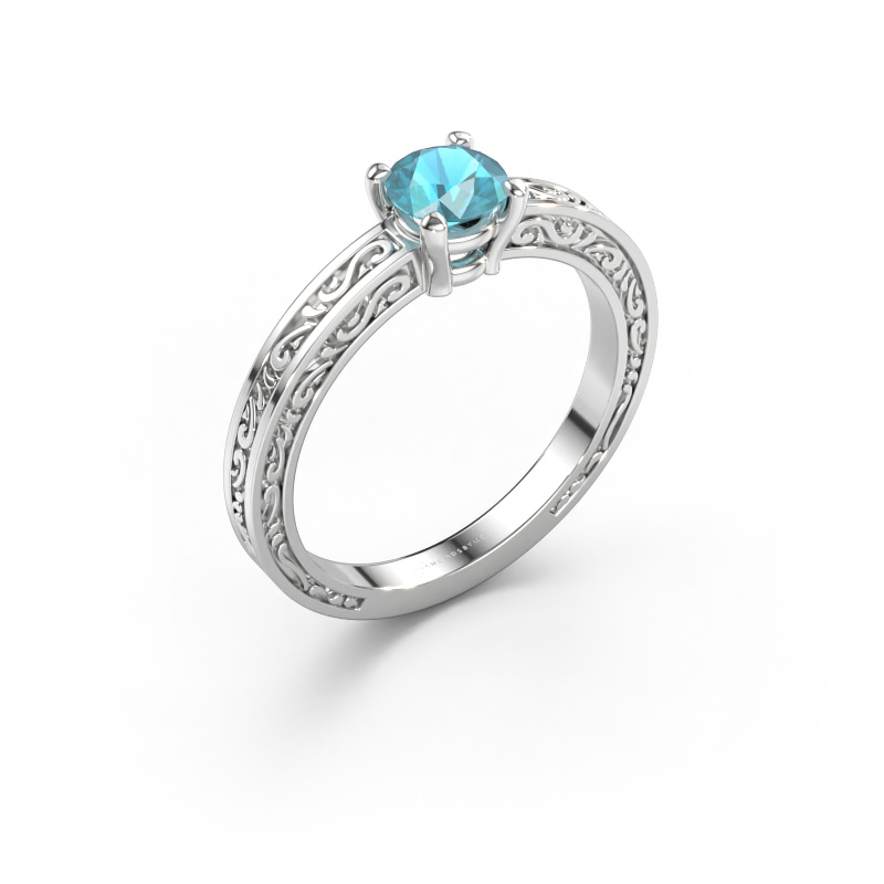 Immagine di Anello di fidanzamento Claudette 1 585 oro bianco Topazio blu 5 mm