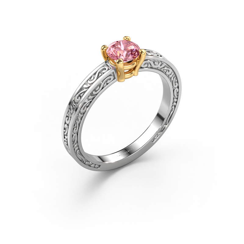 Image of Engagement ring Claudette 1 585 white gold Pink lab grown diamond 5 mm