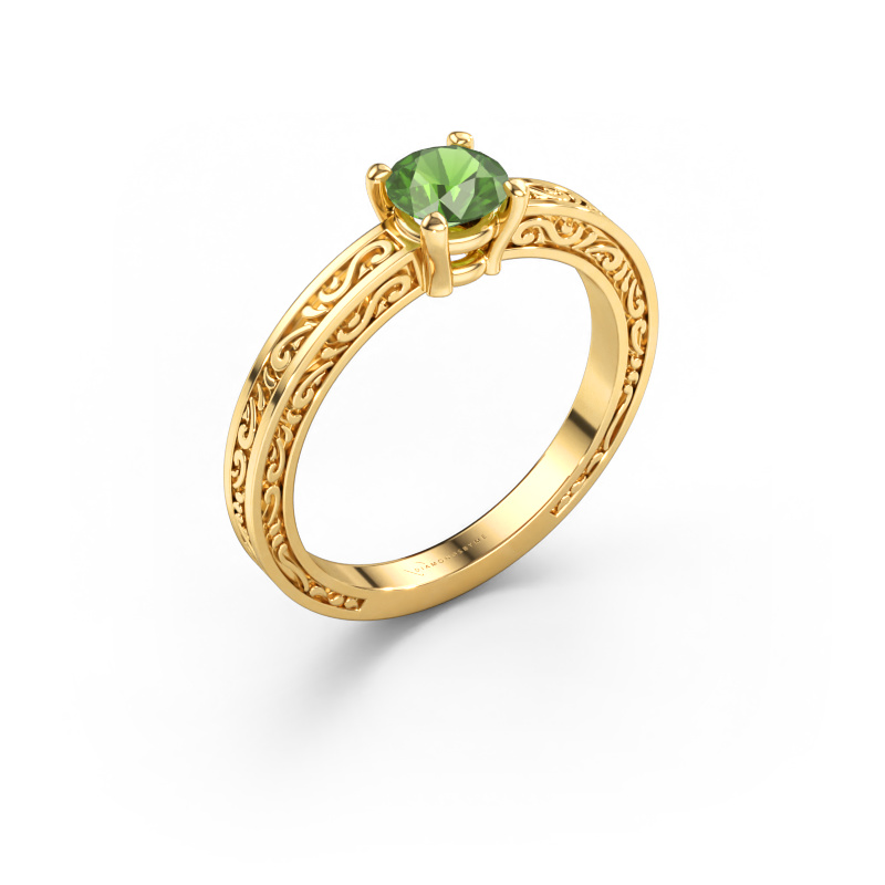 Bild von Verlobungsring Claudette 1 585 Gold Turmalin grün 5 mm