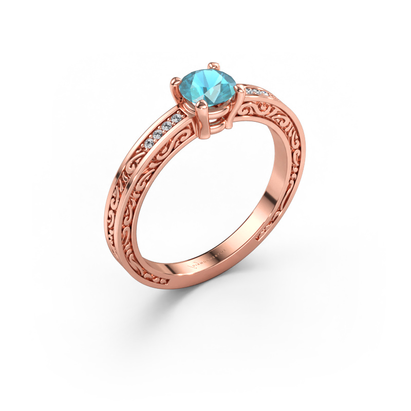 Image of Engagement ring Claudette 2 585 rose gold Blue topaz 5 mm
