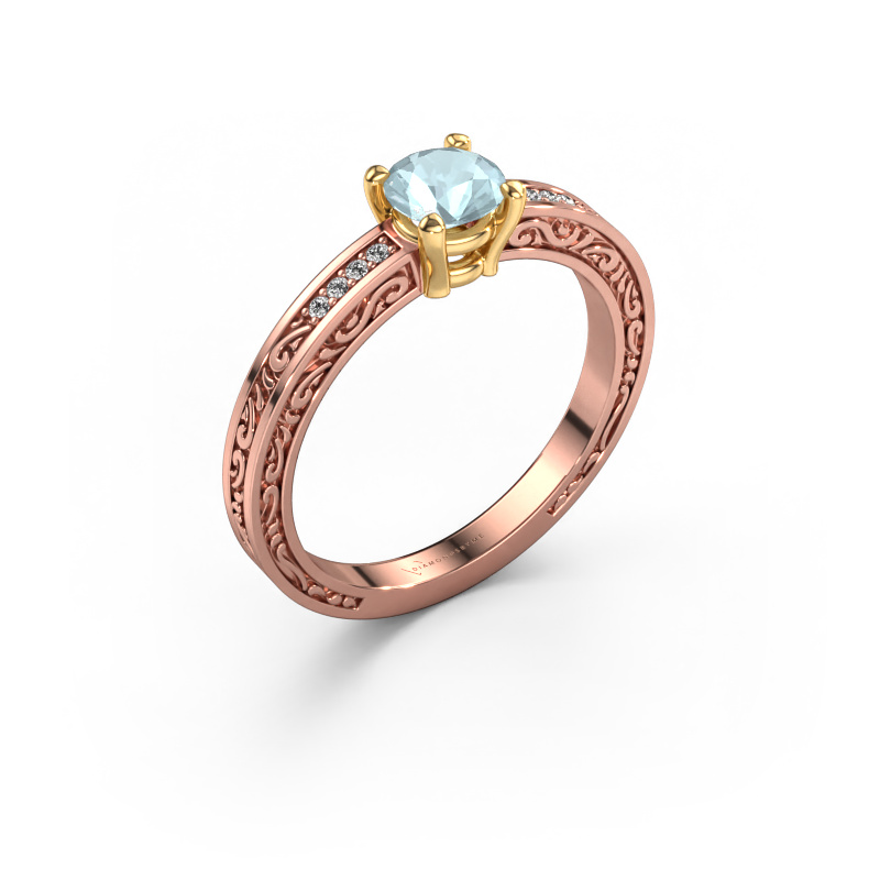 Image of Engagement ring Claudette 2 585 rose gold Aquamarine 5 mm