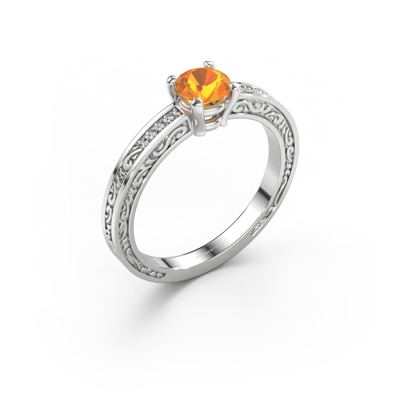 Image of Engagement ring Claudette 2 585 white gold Citrin 5 mm