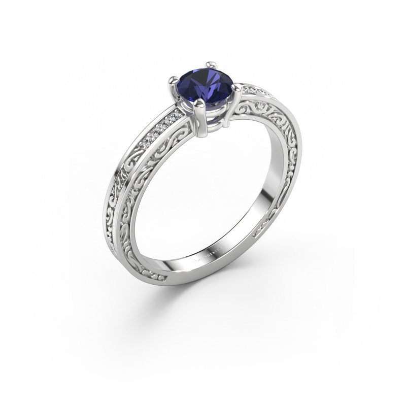 Immagine di Anello di fidanzamento Claudette 2 585 oro bianco Zaffiro 5 mm