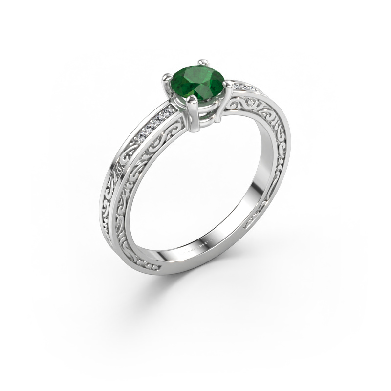 Imagen de Anillo de compromiso Claudette 2 585 oro blanco Esmeralda 5 mm
