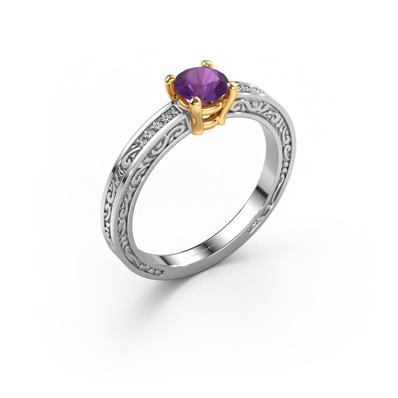 Image of Engagement ring Claudette 2 585 white gold Amethyst 5 mm