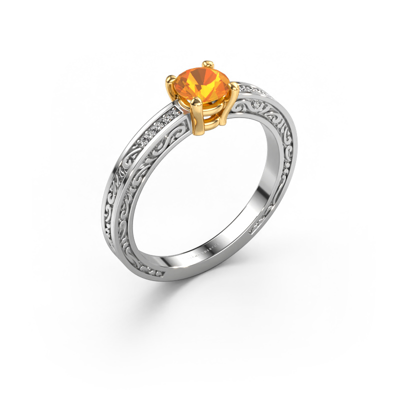 Image de Bague de fiançailles Claudette 2 585 or blanc Citrine 5 mm