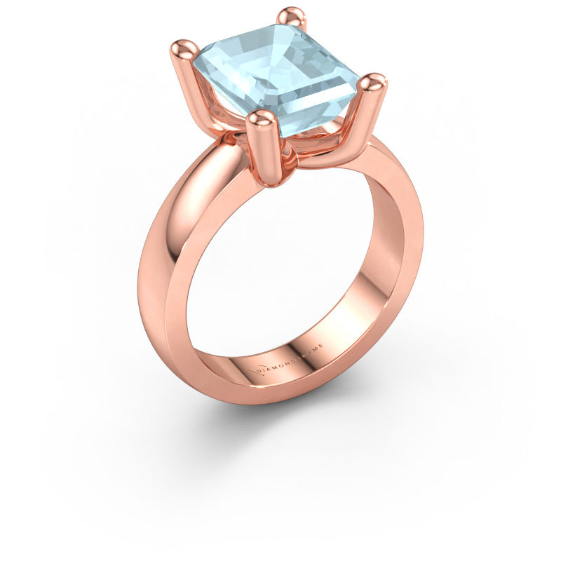 Immagine di Anello Clelia EME 585 oro rosa Acquamarina 10x8 mm