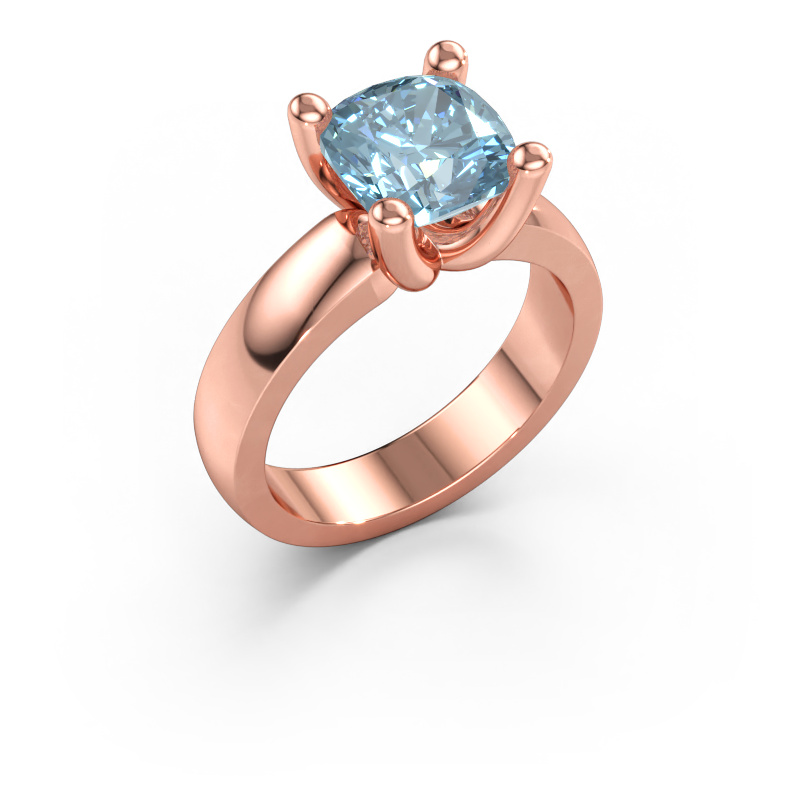 Bild av Ring Clelia CUS 585 roséguld Blå labbodlad diamant 8 mm