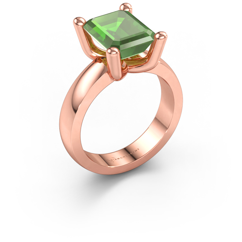 Immagine di Anello Clelia EME 585 oro rosa Tormalina verde 10x8 mm