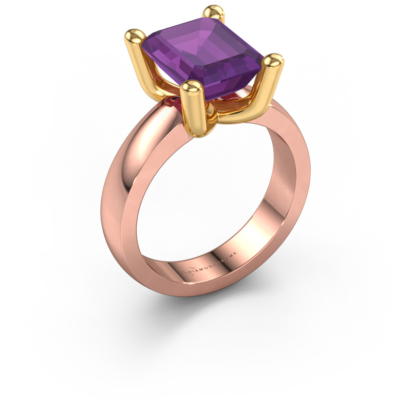 Image of Ring Clelia EME 585 rose gold Amethyst 10x8 mm