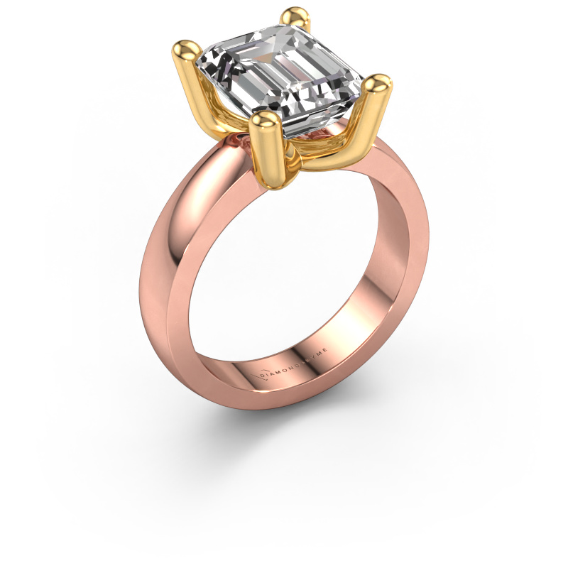 Image of Ring Clelia EME 585 rose gold Custom diamond 10x8 mm