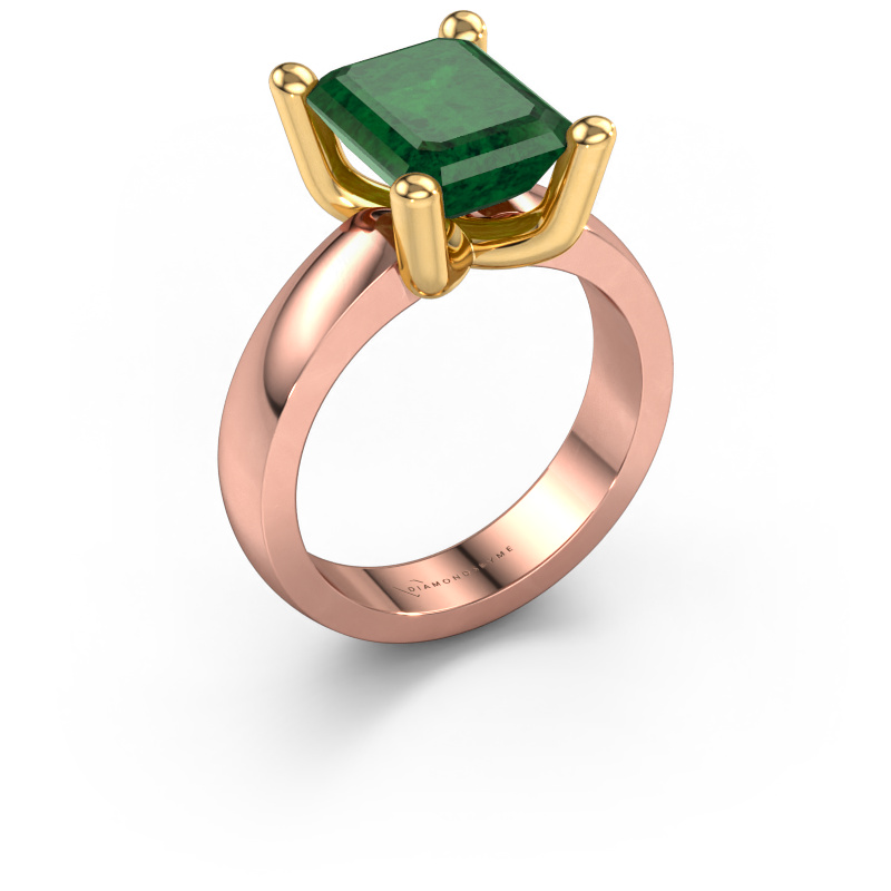 Image of Ring Clelia EME 585 rose gold Emerald 10x8 mm