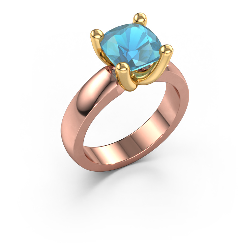 Image de Bague Clelia CUS 585 or rose Topaze bleue 8 mm