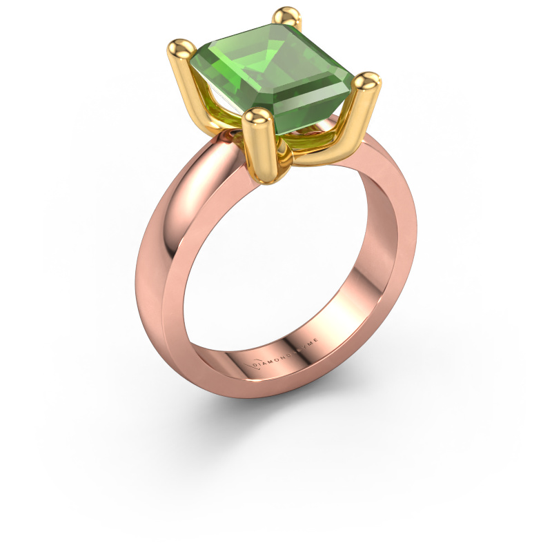 Image de Bague Clelia EME 585 or rose Vert tourmaline 10x8 mm