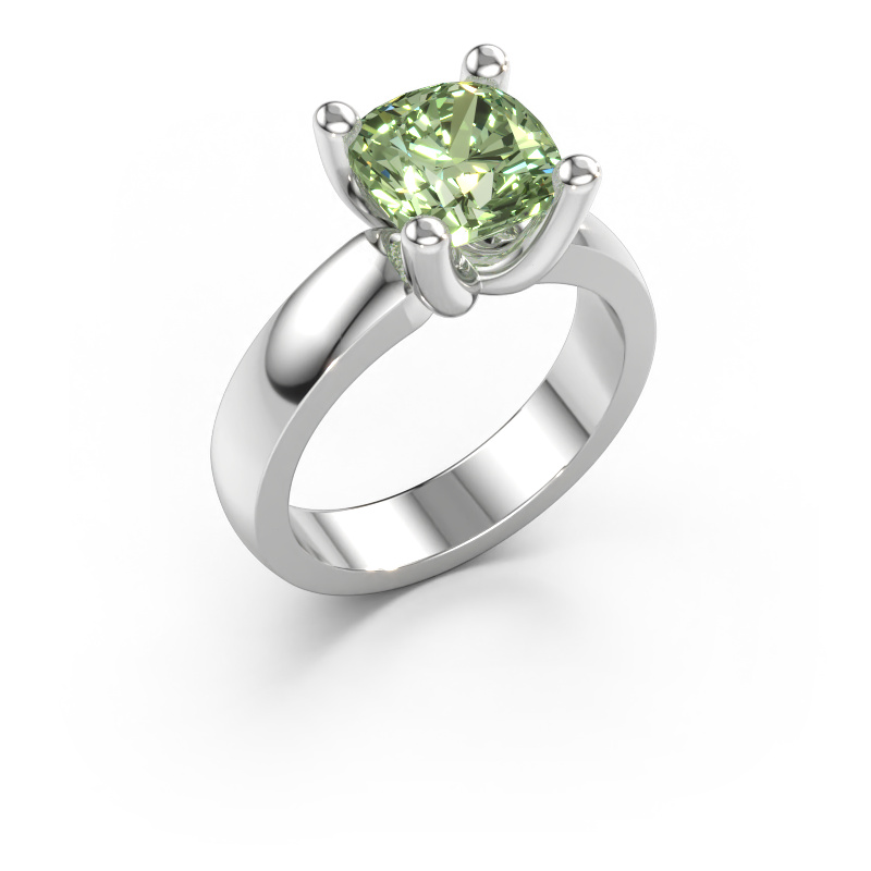 Bild av Ring Clelia CUS 585 vitt guld Grön labbodlad diamant 8 mm