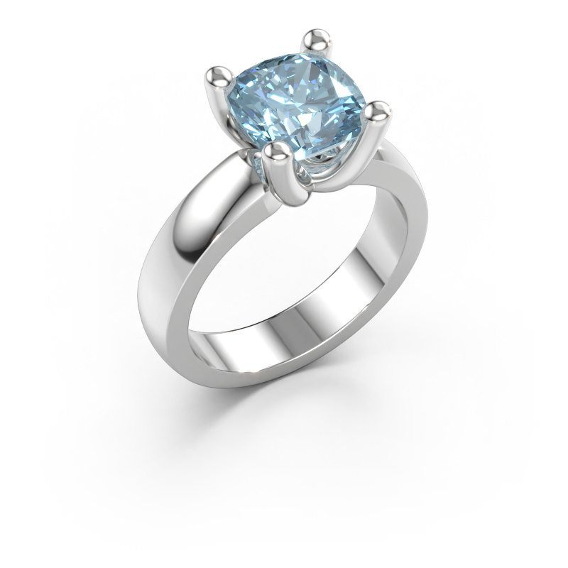 Bild av Ring Clelia CUS 585 vitt guld Blå labbodlad diamant 8 mm
