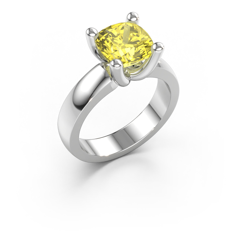 Bild av Ring Clelia CUS 585 vitt guld Gul labbodlad diamant 8 mm