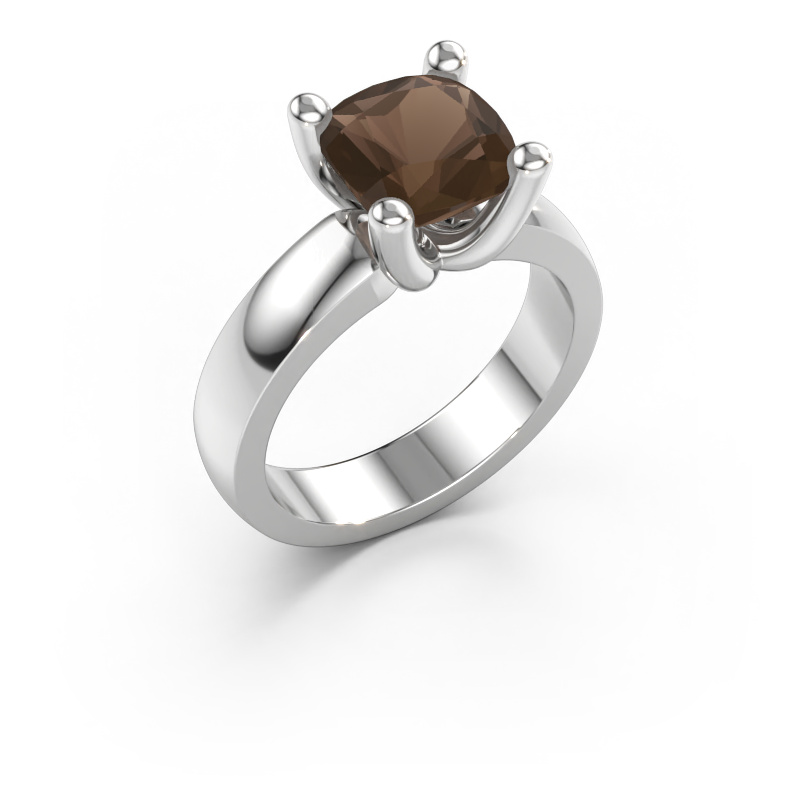 Immagine di Anello Clelia CUS 585 oro bianco Quarzo fumé 8 mm