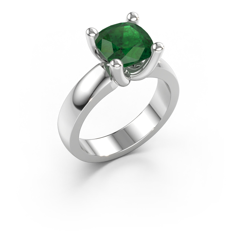 Immagine di Anello Clelia CUS 585 oro bianco Smeraldo 8 mm