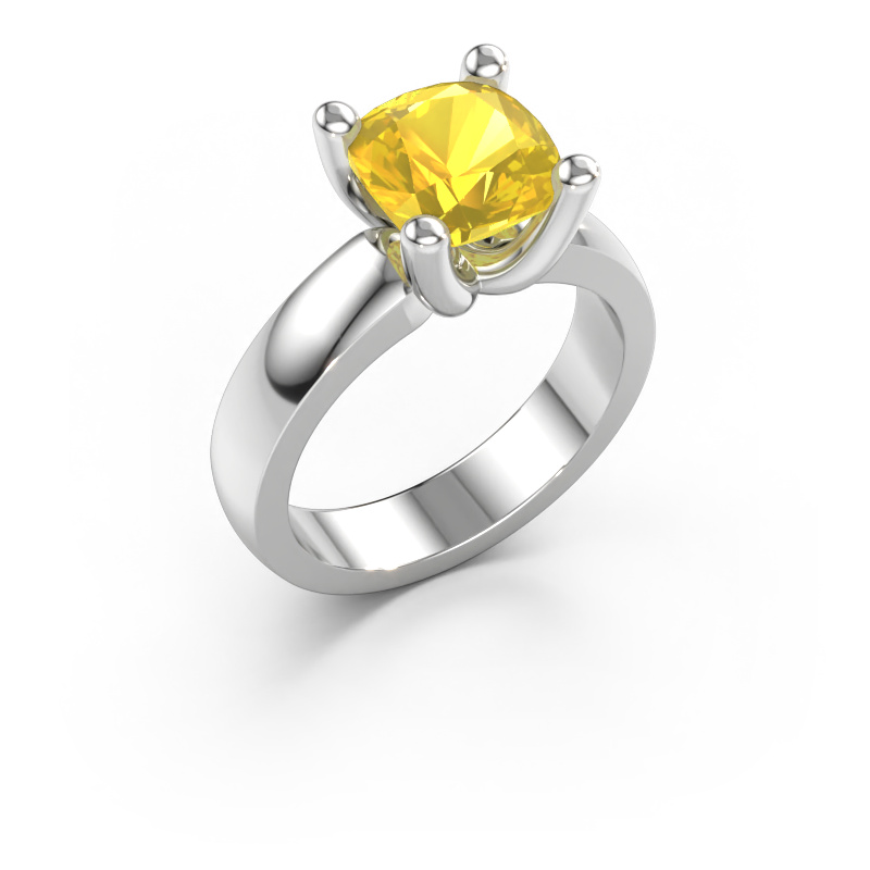 Immagine di Anello Clelia CUS 585 oro bianco Zaffiro giallo 8 mm