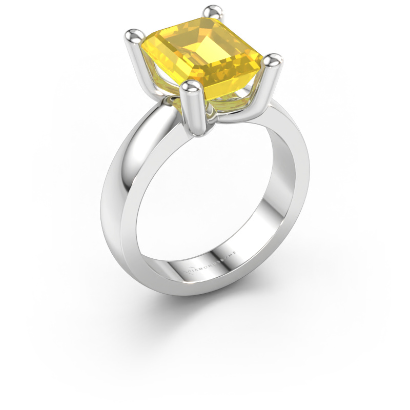 Immagine di Anello Clelia EME 585 oro bianco Zaffiro giallo 10x8 mm