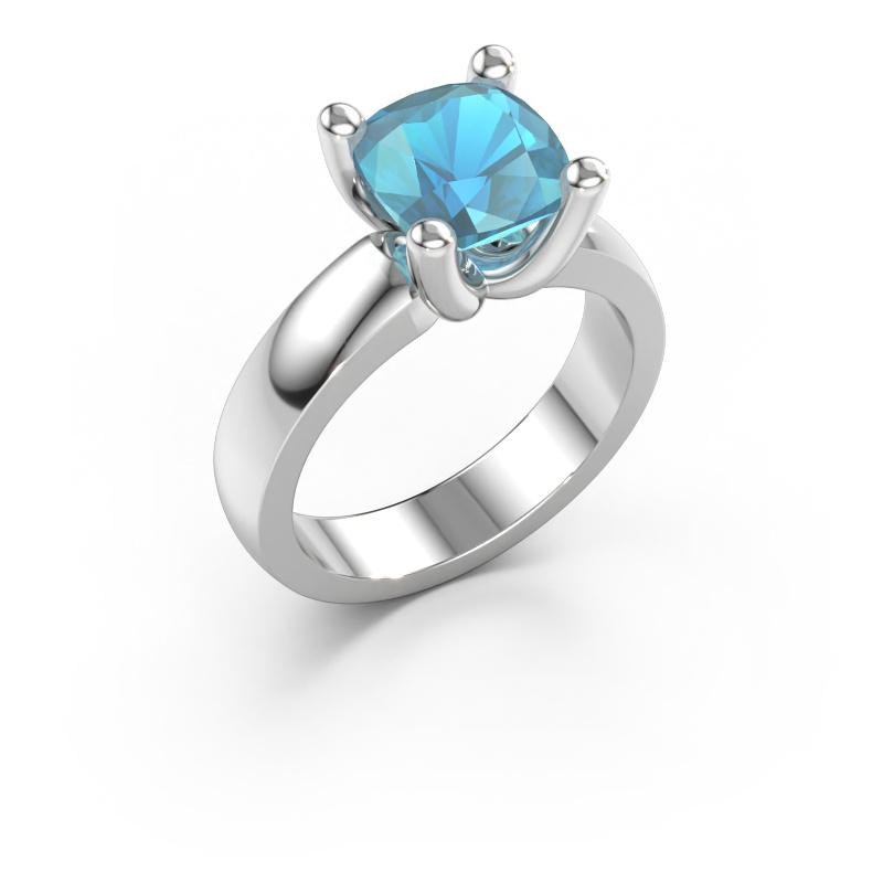 Bild av Ring Clelia CUS 585 vitt guld Blå topas 8 mm