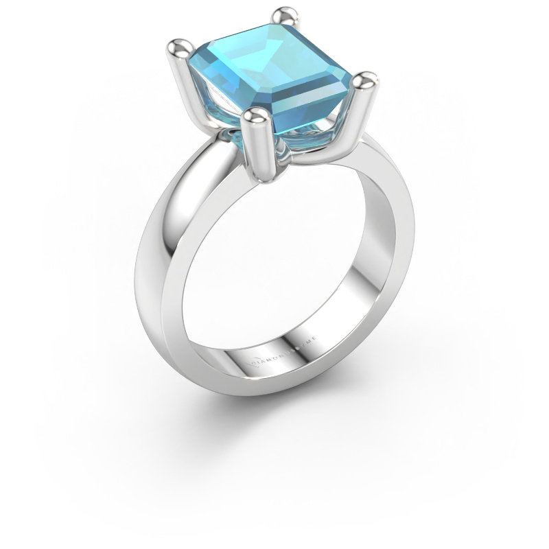 Immagine di Anello Clelia EME 585 oro bianco Topazio blu 10x8 mm