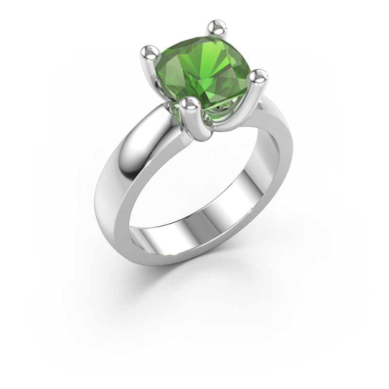 Immagine di Anello Clelia CUS 585 oro bianco Tormalina verde 8 mm