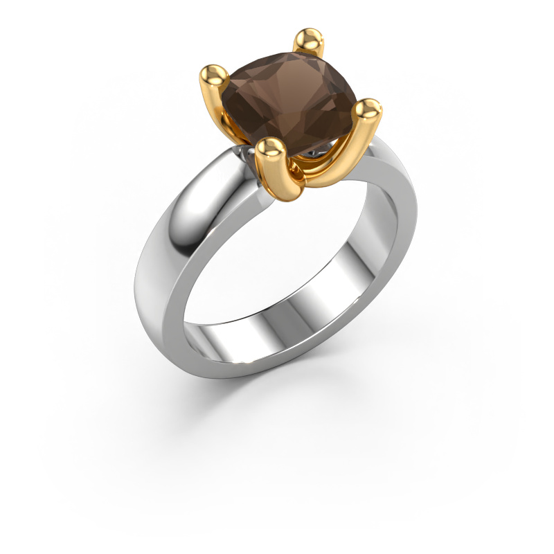 Image de Bague Clelia CUS 585 or blanc Quartz fumé 8 mm