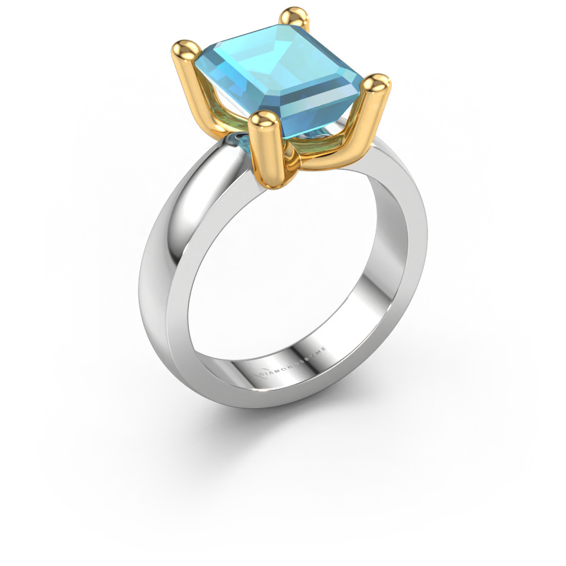 Image of Ring Clelia EME 585 white gold Blue topaz 10x8 mm