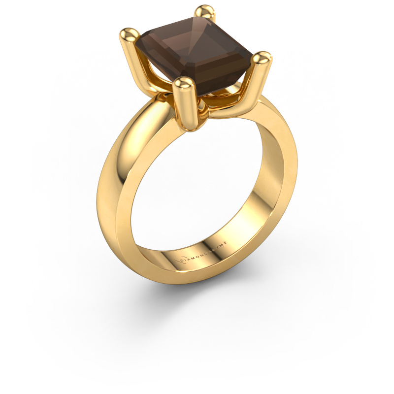 Image of Ring Clelia EME 585 gold Smokey quartz 10x8 mm