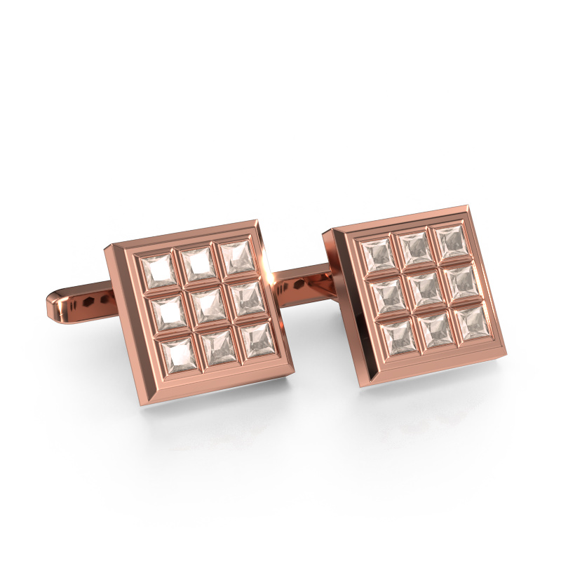Image of Cufflinks Clen 585 rose gold Morganite champagne 3 mm
