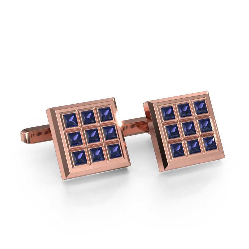 Image of Cufflinks Clen 585 rose gold Sapphire 3 mm