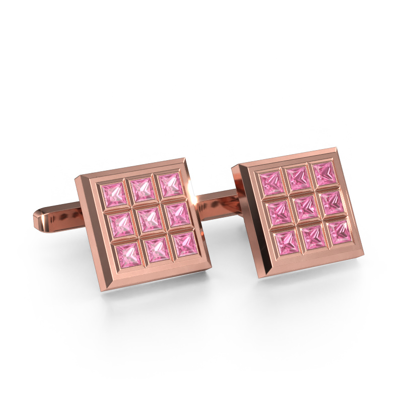Image of Cufflinks Clen 585 rose gold Pink sapphire 3 mm