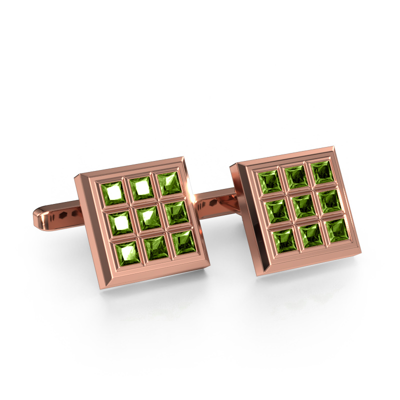 Afbeelding van Manchetknopen Clen 585 rosé goud Toermalijn groen 3 mm