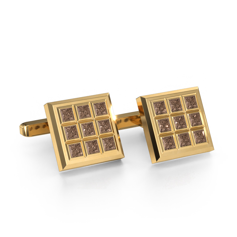 Image of Cufflinks Clen 585 gold Brown diamond 3.06 crt
