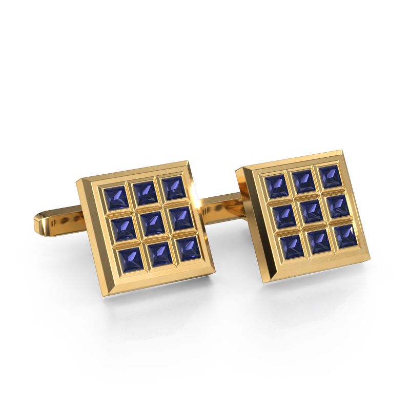 Image of Cufflinks Clen 585 gold Sapphire 3 mm