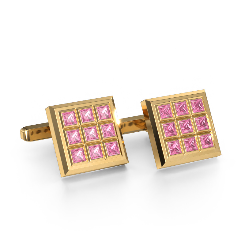 Image of Cufflinks Clen 585 gold Pink sapphire 3 mm