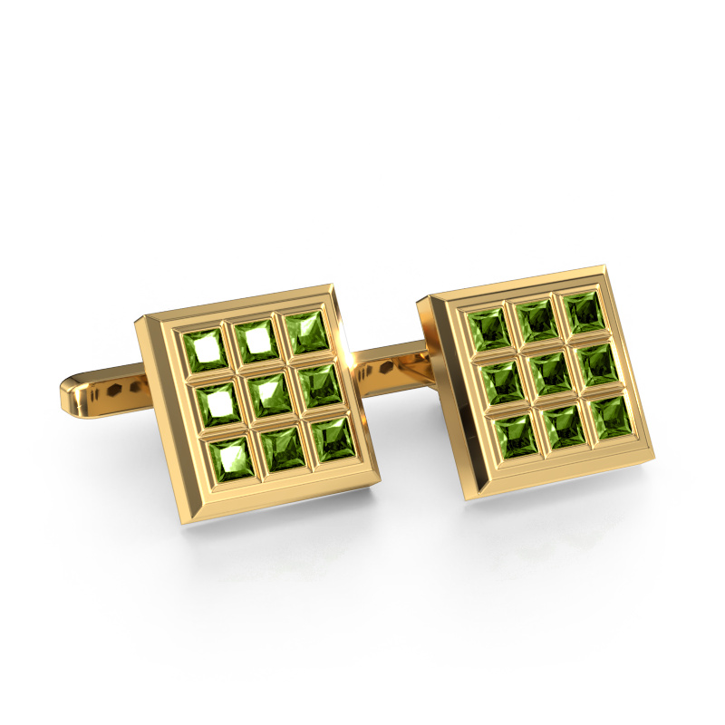 Afbeelding van Manchetknopen Clen 585 goud Toermalijn groen 3 mm