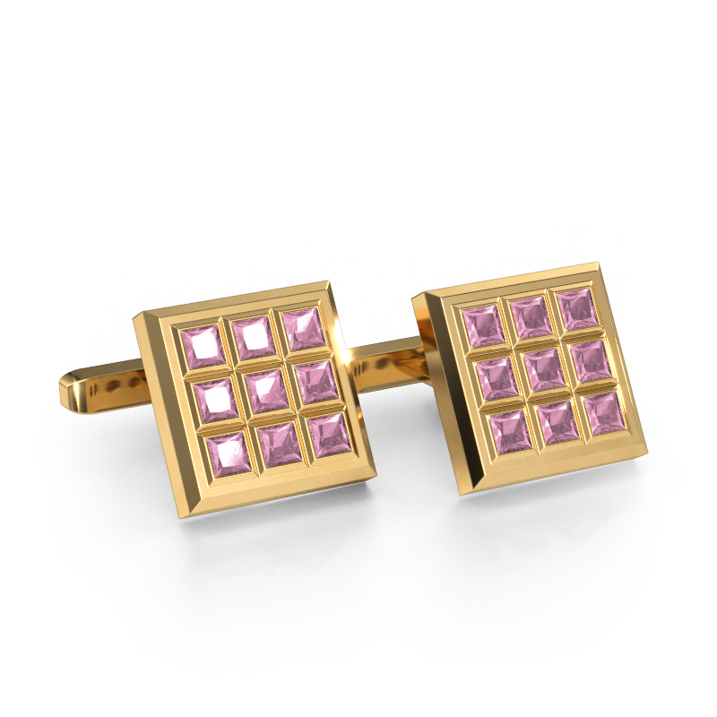 Bild von Manschettenknöpfe Clen 585 Gold Turmalin rosa 3 mm