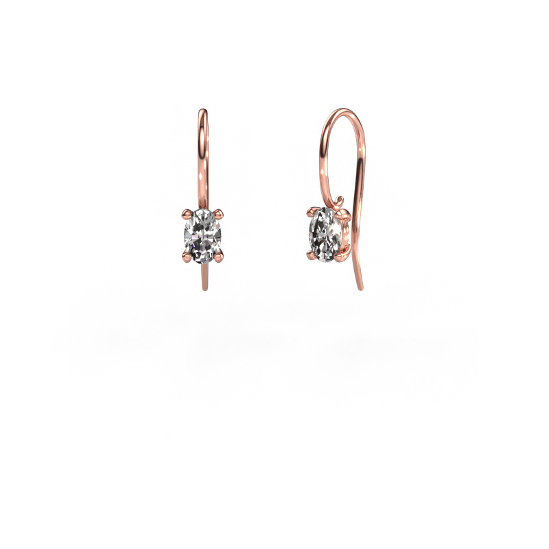 Image of Drop earrings Cleo OVL 585 rose gold Diamond 0.80 crt