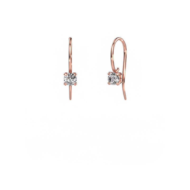 Image of Drop earrings Cleo RND 585 rose gold Diamond 0.50 crt